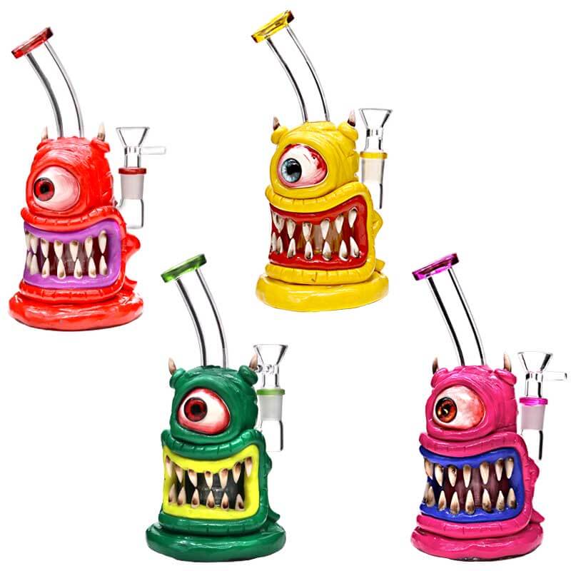 3D Small CYCLOPS Monster Waterpipe With Bent Neck (DY332) | 8 inch | Assorted Colors product image